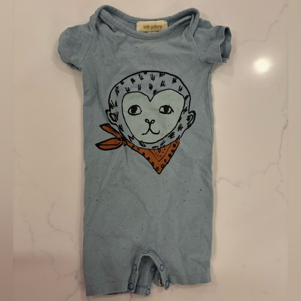 Soft Gallery Blue Monkey Romper